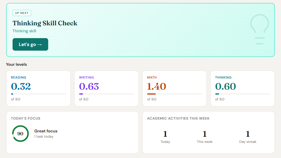 Outstanda student dashboard